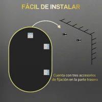 HOMCOM Espejo de Baño Ovalado 60x90 cm Espejo Decorativo de Pared con Marco de Aluminio para Salón Horizontal o Vertical Dorado(m-7)