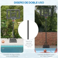 SPORTNOW Canasta de Baloncesto de Exterior 2 en 1 con Altura Ajustable 230-305 cm Aro de Baloncesto con Soporte Ruedas Base Negro(m-4)