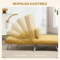 HOMCOM Sofá Cama de 1 Plazas Plegable Tapizado en Chenilla con Respaldo Ajustable de 5 Niveles 80x75x83 cm Amarillo(m-5)