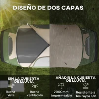 Outsunny Tienda de Campaña Plegable con 2 Habitaciones y Bolsa de Transporte Impermeable  450x215x180 cm Verde Oliva y Marrón(m-4)