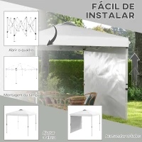 Outsunny Tenda Dobrável 247x247x268 cm  Tenda de Jardim com 1 Parede Lateral Altura Ajustável para Campismo Festas Branco(m-4)