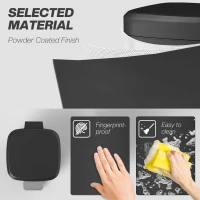 HOMCOM 20L Modern Boxy Metal Home Kitchen Bin - Black(m-6)