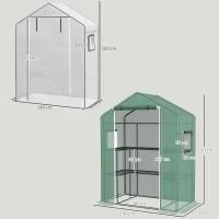 Outsunny Serre de jardin et bâche de remplacement avec porte, fenêtres et étagères bâche 135 g/m² pour légumes, plantes, fleurs(m-3)