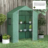 Outsunny Serre de jardin et bâche de remplacement avec porte, fenêtres et étagères bâche 135 g/m² pour légumes, plantes, fleurs(m-2)