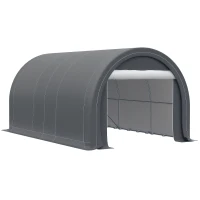 Outsunny Garaje Exterior para Coche 5x3 m Anti-UV con Toldo de Tela PE Desmontable y Marco de Acero Galvanizado Gris(m-10)