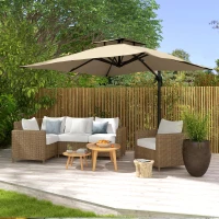 Outsunny Zweefparasol 2.94x2.94, Aluminium, Khaki(m-10)