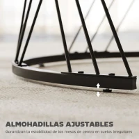 HOMCOM Juego de 2 Mesas Nido Mesas de Centro para Salón Redondas con Tablero con Diseño de Mármol Gris y Blanco(m-6)