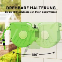 Outsunny Schlauchtrommel 15+1,5m Schlauchaufroller Automatik schwenkbar Druckluft Garten 180° schenkbar Druckluftschlauch Grün(m-4)