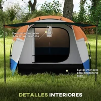 Outsunny Tienda de Campaña para 3 Personas con 2 Habitaciones y Bolsa de Transporte Impermeable 420x200x150 cm Multicolor(m-6)