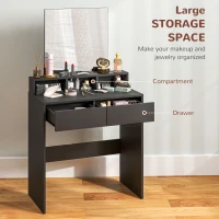 HOMCOM Multi-Storage Dressing Table, with Mirror - Black(m-4)
