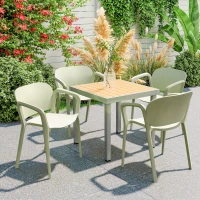 Outsunny Set 4 Sedie da Giardino Impilabili in PP dal Design Moderno con Braccioli 60x56x75 cm, Verde(m-2)