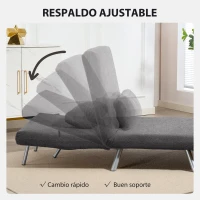 HOMCOM Sofá Cama de 1 Plazas Plegable Tapizado en Chenilla con Respaldo Ajustable de 5 Niveles 80x75x83 cm Negro(m-5)