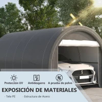 Outsunny Garaje Exterior para Coche 5x3 m Anti-UV con Toldo de Tela PE Desmontable y Marco de Acero Galvanizado Gris(m-4)