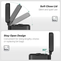 HOMCOM 20L Modern Boxy Metal Home Kitchen Bin - Black(m-5)