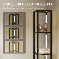 HOMCOM Lampă de Podea cu 4 Rafturi și 3 Luminozități Reglabile 29x29x163cm Negru(m-5)