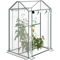 Outsunny Serra da Giardino con Copertura in PE, 2 Zone Separate e Porte Avvolgibili, 100x80x150cm(m-1)