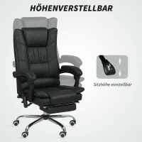 Vinsetto Massagstuhl Bürostuhl mit Massagefunktion, inkl. Fußstütze, höhenverstellbar, 64 cm x 70 cm x 118 cm, Schwarz(m-5)