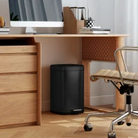 HOMCOM 20L Modern Boxy Metal Home Kitchen Bin - Black(m-9)