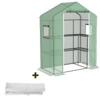 Outsunny Serre de jardin et bâche de remplacement avec porte, fenêtres et étagères bâche 135 g/m² pour légumes, plantes, fleurs(m-11)