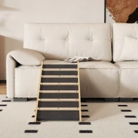 PawHut Haustiertreppe, Hundetreppe, Kiefernholz, Anti-Rutsch-Beschichtung, 90 cm x 40 cm x 45 cm, Natur + Grau(m-8)