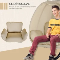 Outsunny Silla Colgante Huevo con Soporte con Cesta Plegable Cojín para Interior o Exterior Carga 120 kg Caqui(m-5)