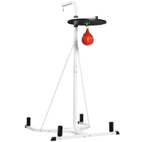 HOMCOM Support pour sac de frappe sur pieds autoportant 2 en 1 avec poire de vitesse 156 x 115 x 224 cm blanc