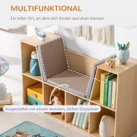 HOMCOM 2-in-1 Kinderrek + Speelbank incl. Kussens 103 cm × 30 cm × 62 cm Grijs + Naturel(m-5)
