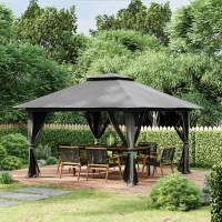 Outsunny Tuinpaviljoen 4x4 met Ventilatiedak, Snelle Montage en 4 Gaaswanden, Donkergrijs(m-10)