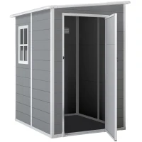 Outsunny Casetta da Giardino con Finestra e Doppia Porta, in PP e Alluminio, 122x149x192 cm, Grigio(m-10)