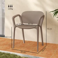 Outsunny Gartenstuhl 4er Set wetterfest Gartenstühle aus Kunststoff Stapelstuhl mit Armlehne Rückenlehne bis 120 kg belastbar(m-3)