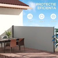 Outsunny Paravan Lateral UV30 400×160 cm Gri(m-4)
