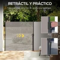 Outsunny Toldo Lateral Retráctil Pantalla Enrollable Mampara de Privacidad Impermeable y Anti-UV Protege la Privacidad Gris Claro(m-5)