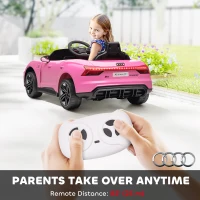 HOMCOM Audi Licensed 12V Kids Electric Ride-On, with Remote Control, Suspension System, Lights, Music, Motor - Pink(m-5)
