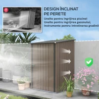 Outsunny Magazie de Grădină din Oțel și Ușă 100x103x160cm Maro(m-6)