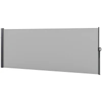 Outsunny Tenda Laterale Retrattile 400x160 cm con Maniglia, in Metallo, Alluminio e Poliestere, Grigio Chiaro(m-10)