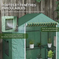 Outsunny Serre de jardin et bâche de remplacement avec porte, fenêtres et étagères bâche 135 g/m² pour légumes, plantes, fleurs(m-6)