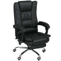 Vinsetto Massagestoel Bureau met Massagefunctie, incl. Voetensteun, Verstelbaar, 64 cm x 70 cm x 118 cm, Zwart