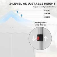 Outsunny 3 x 6m Pop Up Gazebo with Sides, UPF50+ Height Adjustable Marquee Party Tent, Wedding Canopy, Instant Event Shelter with Carry Bag and Sand Bags for Garden, White(m-5)