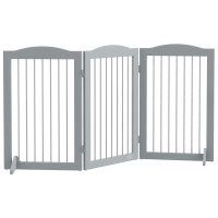 PawHut Barrera de Seguridad para Perros para Escaleras y Puertas Diseño Plegable y Soporte de Pie 154x30x80 cm Gris