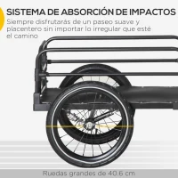 HOMCOM Remolque de Carga para Bicicleta Desmontable con 2 Ruedas Reflectores y Bandera Capacidad de 70L 125x64x53,5 cm Negro(m-4)