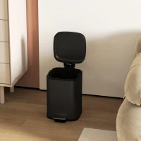 HOMCOM 12L Modern Boxy Metal Home Kitchen Bin - Black(m-8)