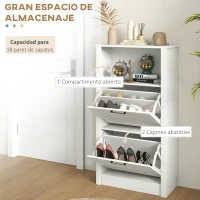 HOMCOM Zapatero Estrecho con 2 Puertas Estantes Ajustables y Compartimento Abierto para 10 Pares de Zapatos 58x24x105 cm Blanco(m-4)