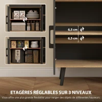 HOMCOM Buffet cuisine meuble cuisine rangement haut avec lumière LED RGB plan de travail 6 portes 2 tiroirs 100x40x176cm noir(m-6)