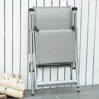 Outsunny Tumbona de Jardín Plegable Sillón Silla de Playa Ajustable en 10 Posiciones con Respaldo Alto y Reposapiés Transpirable Carga Máx. 120 kg 78x58x110 cm Gris(m-7)