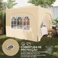 Outsunny Tenda Dobrável 3x3 m com Painéis Laterais UPF50+ Tenda de Jardim com Altura Ajustável e Bolsa de Transporte Areia(m-6)