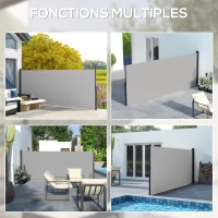 Outsunny Store latéral Brise-Vue paravent rétractable dim. 4L x 1,60H m alu. Polyester Anti-UV Haute densité 180 g/m² Gris(m-7)