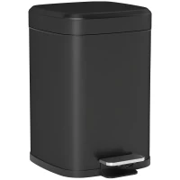 HOMCOM 12L Modern Boxy Metal Home Kitchen Bin - Black(m-1)