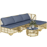 Outsunny Set de Mobilier din Rachita de 5 Bucati, Gri(m-1)