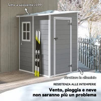 Outsunny Casetta da Giardino con Finestra e Doppia Porta, in PP e Alluminio, 122x149x192 cm, Grigio(m-4)