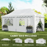 Outsunny 3 x 6m Pop Up Gazebo with Sides, UPF50+ Height Adjustable Marquee Party Tent, Wedding Canopy, Instant Event Shelter with Carry Bag and Sand Bags for Garden, White(m-7)